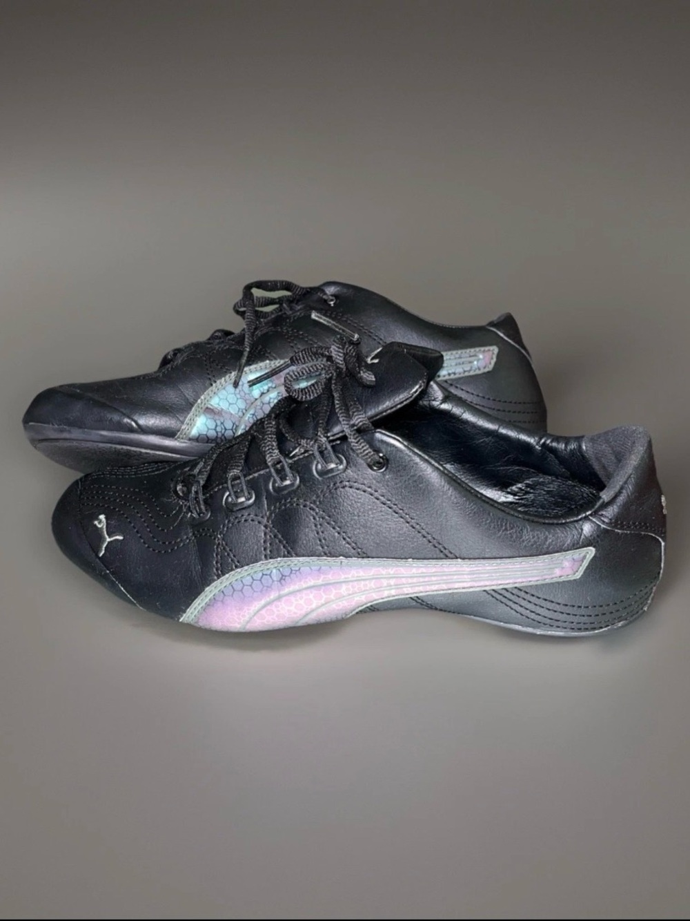Vintage Puma Soleil Speed Cat Shoes Black Leather 2000's Y2K Women's Size 8.5